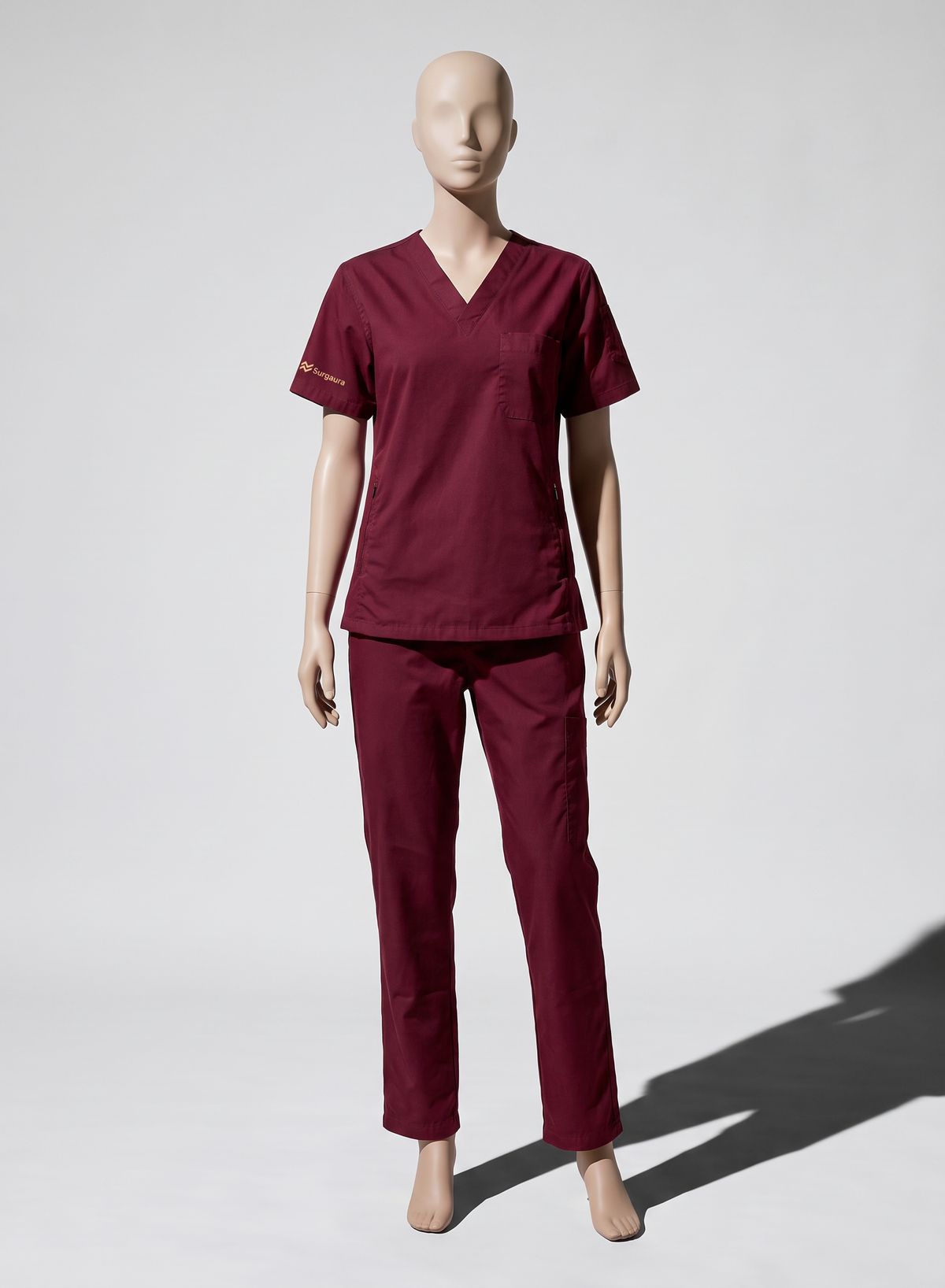 Water-Repellent Gabardine Notch-Neck Scrub Set — view 1