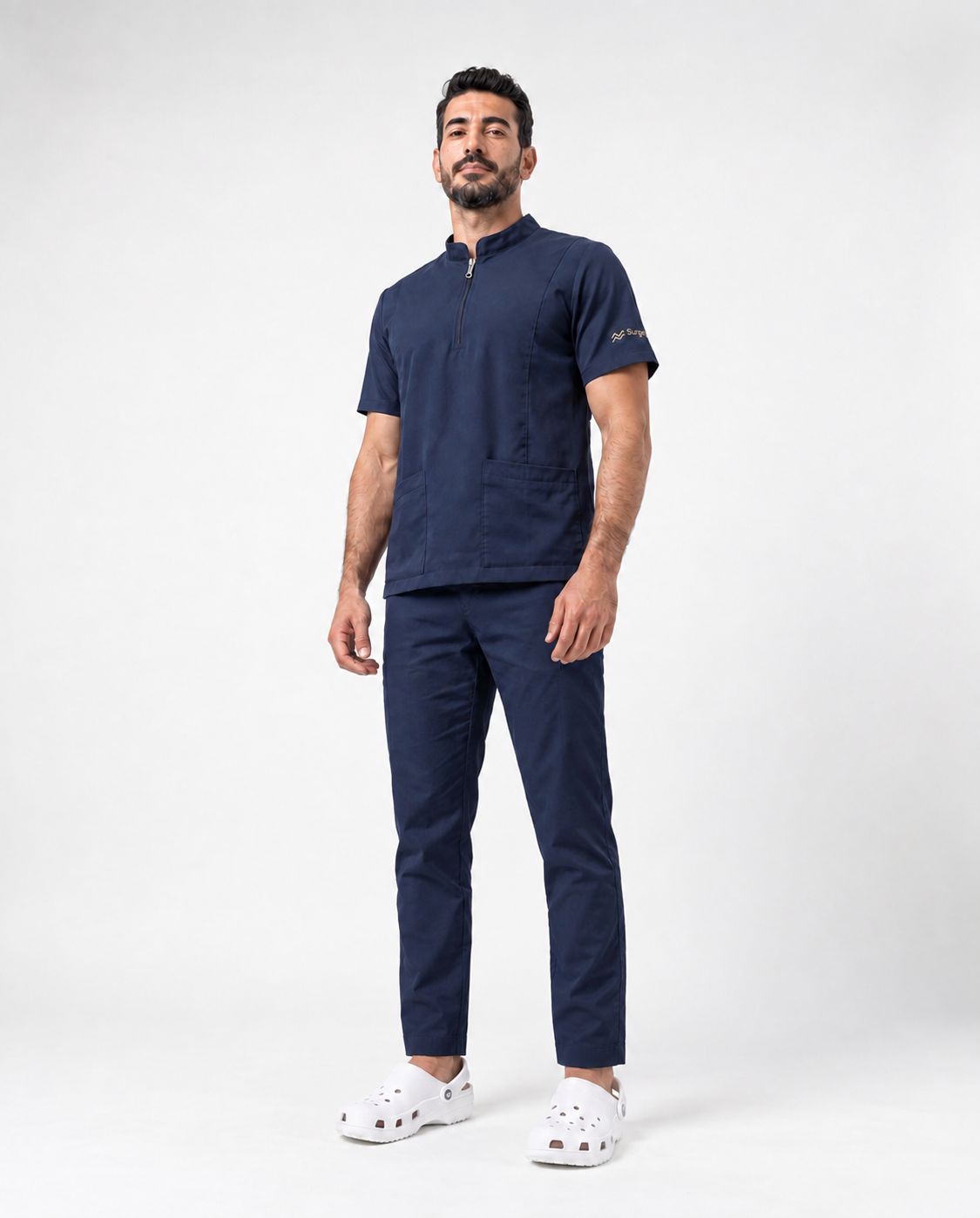 Modern Mandarin Collar Scrub Set — view 8