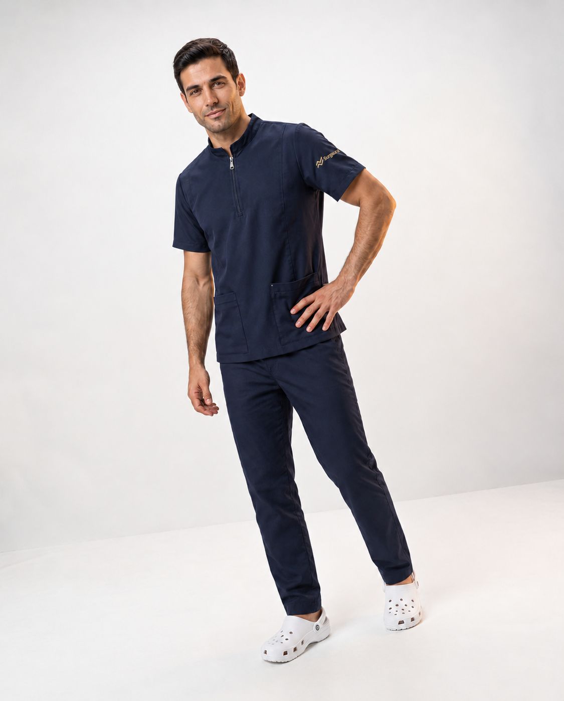 Modern Mandarin Collar Scrub Set — view 5