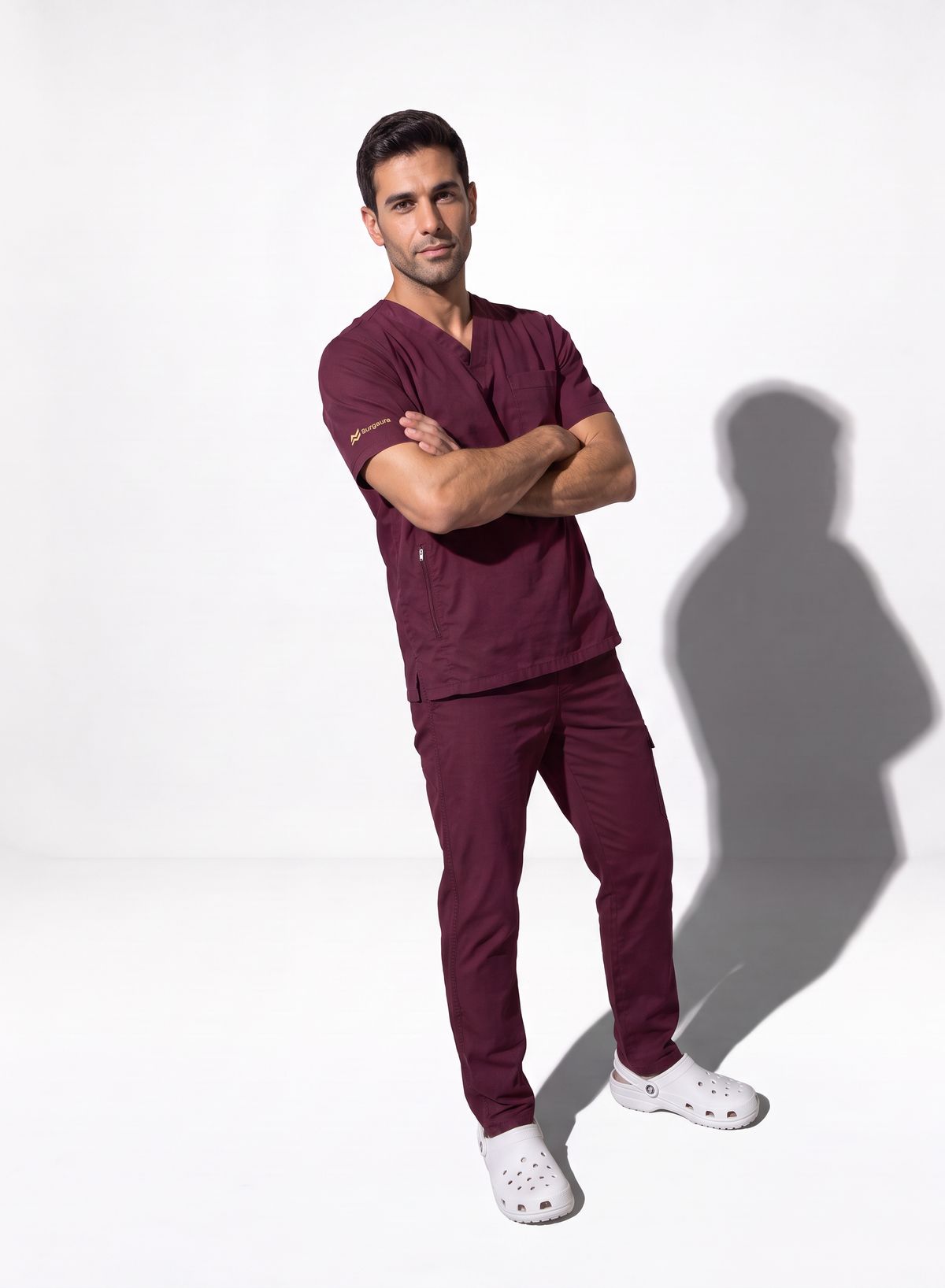 Water-Repellent Gabardine Notch-Neck Scrub Set — view 6
