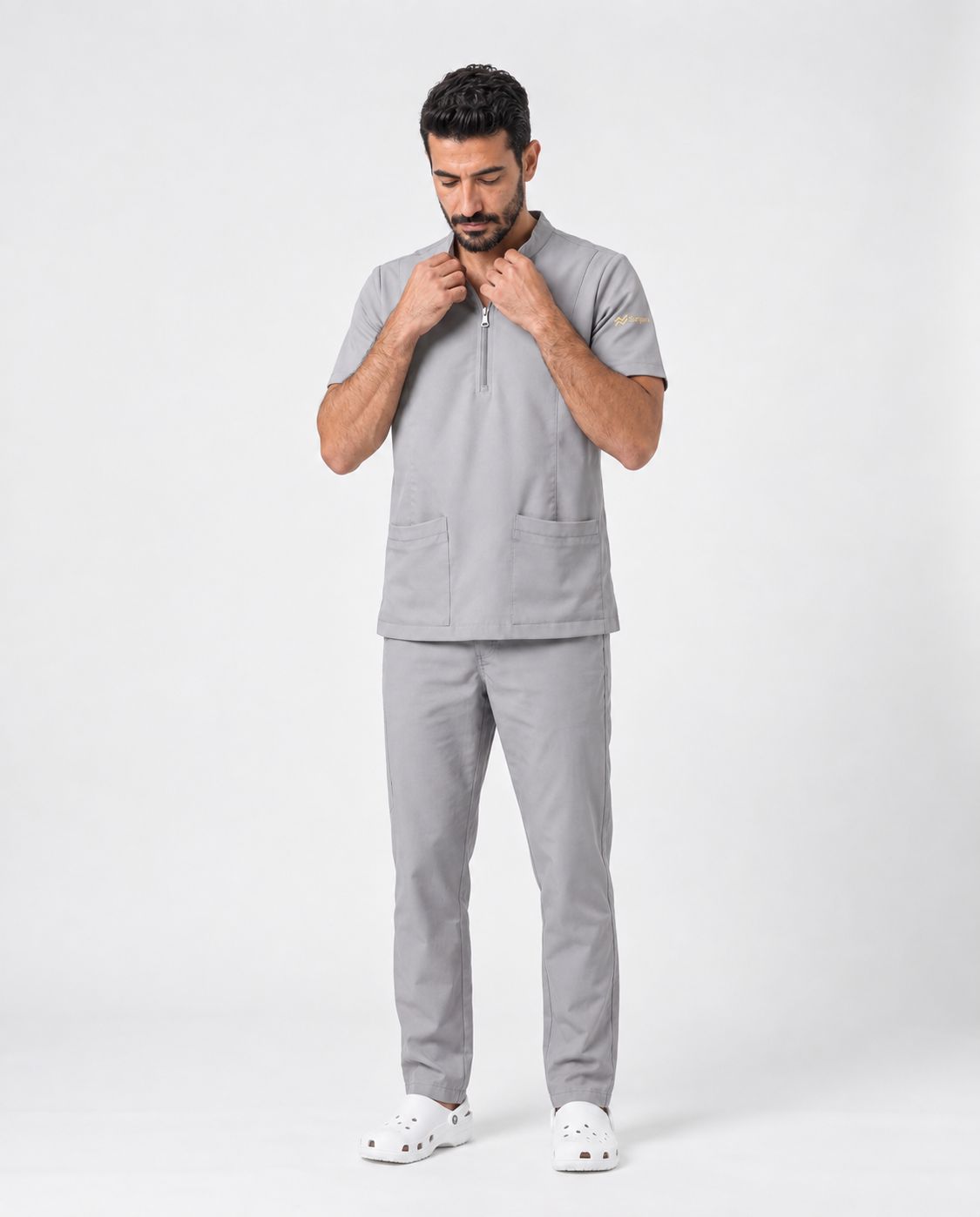 Modern Mandarin Collar Scrub Set — view 10