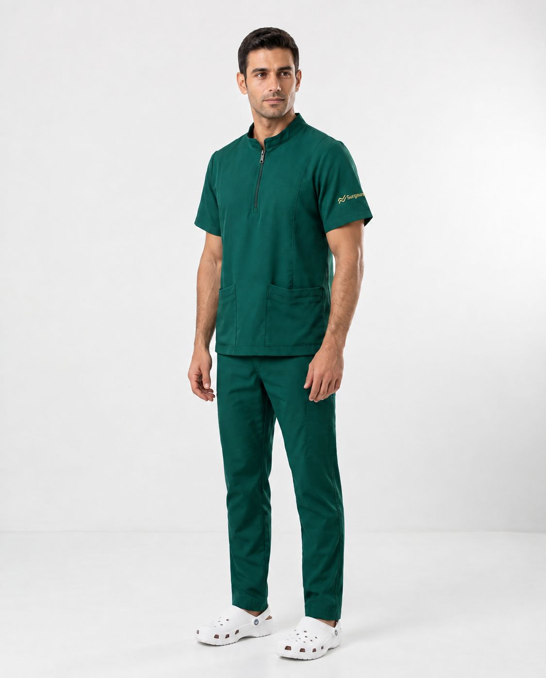 Modern Mandarin Collar Scrub Set — view 12